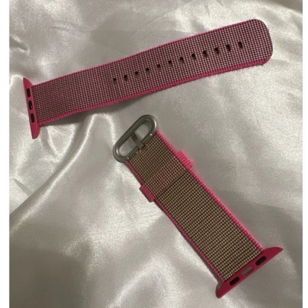 Pink Tan Woven Nylon Watch Band Sport Strap Apple Watch Women 38/40/41mm Chic 16